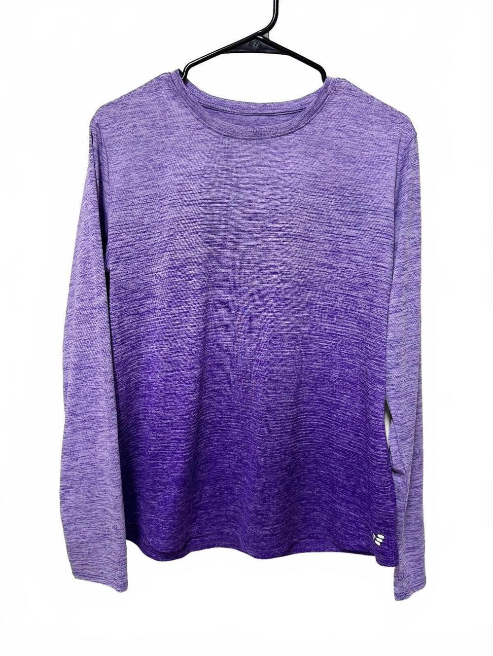 BCG Running Ombre Purple Heathered Long Sleeve Shirt Women's L